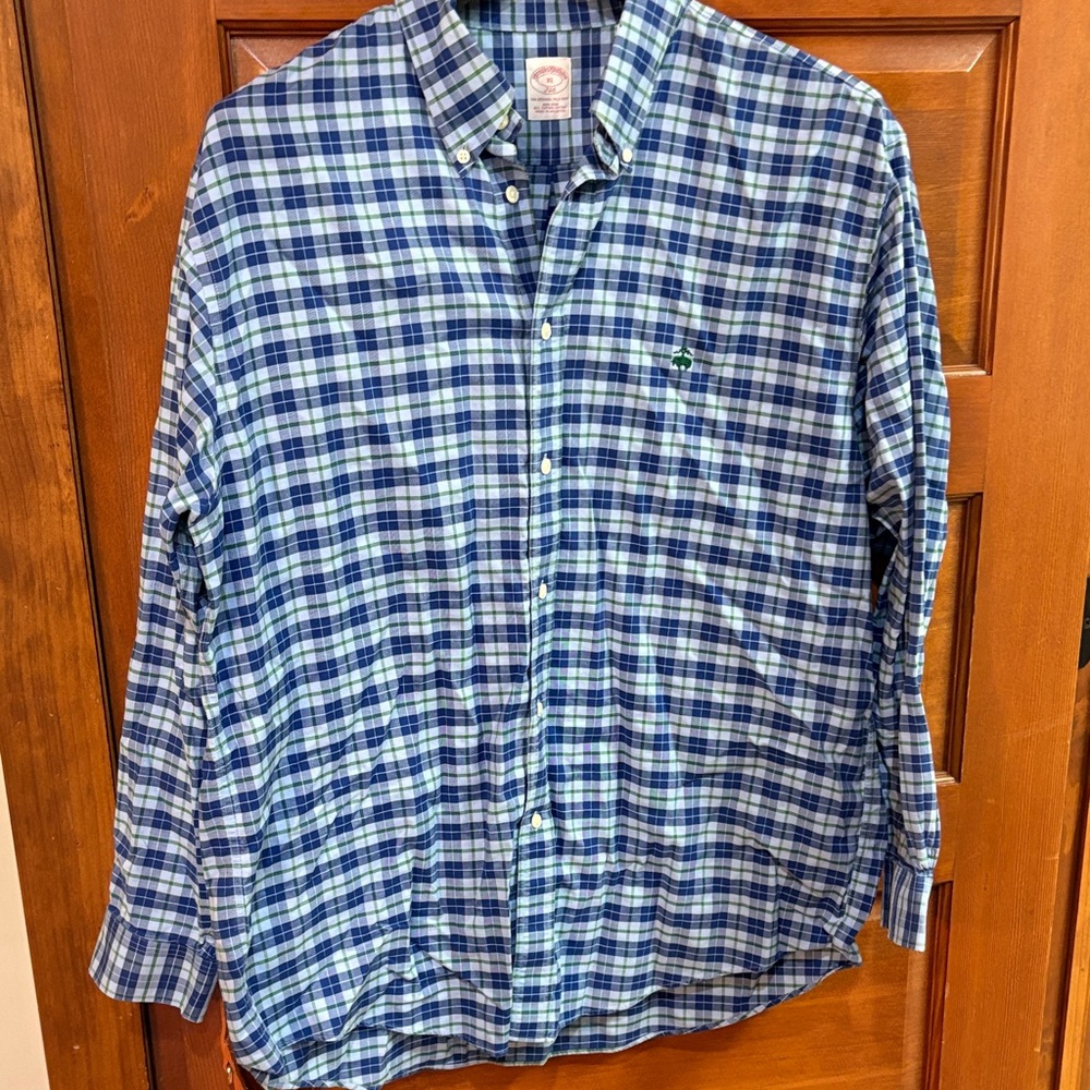 Brooks Brothers Blue and White Plaid Shirt